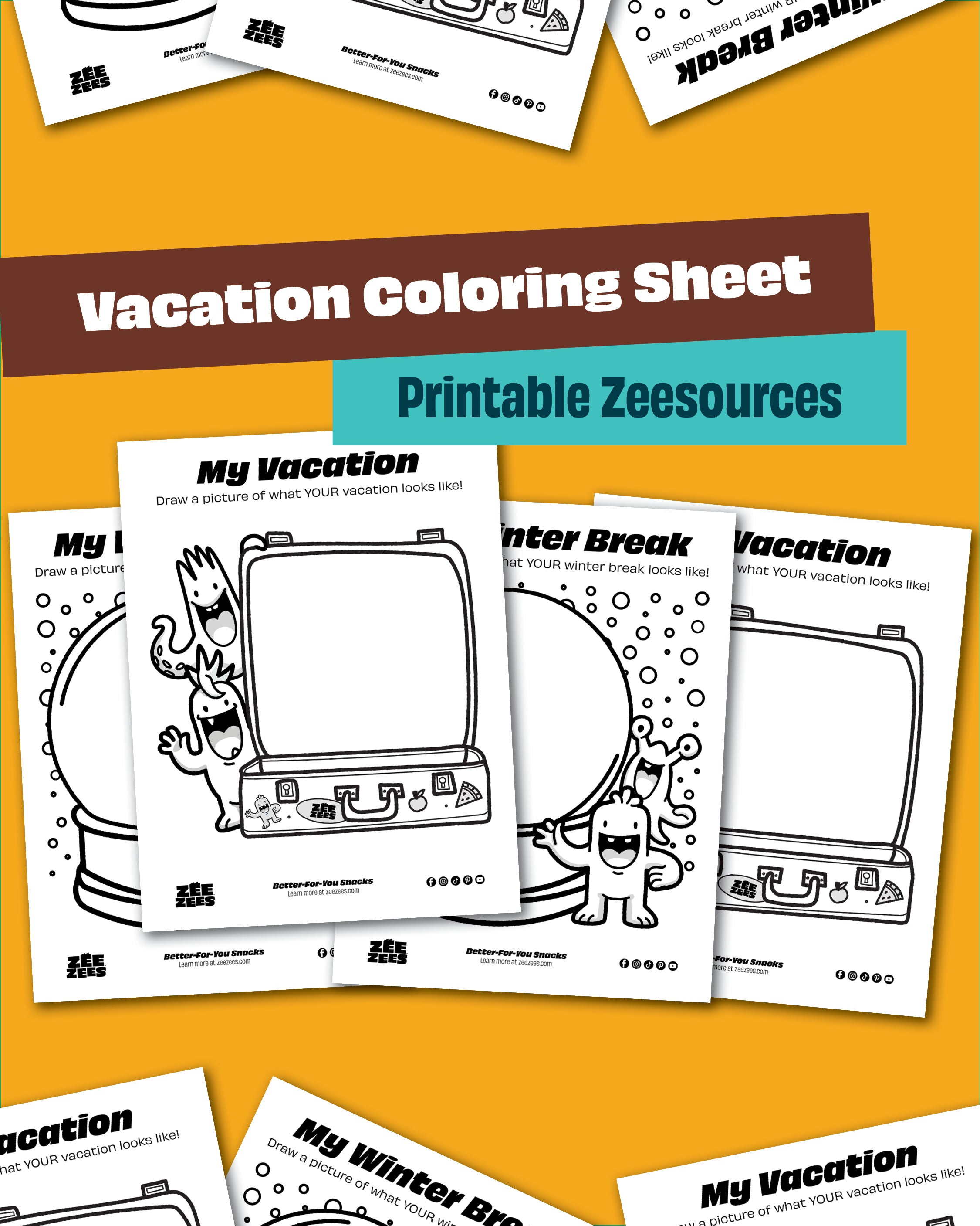 Zee Zees Free Downloads - Vacation Coloring Sheets