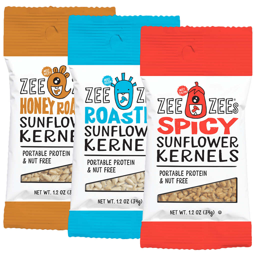 Zee Zees Variety Pack Sunflower Kernels, Honey Roasted, Roasted Salted, & Spicy, Plant Protein, Nut Free