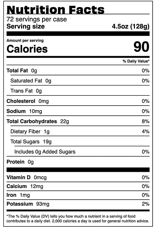 nutrition facts - Cinnamon Apples